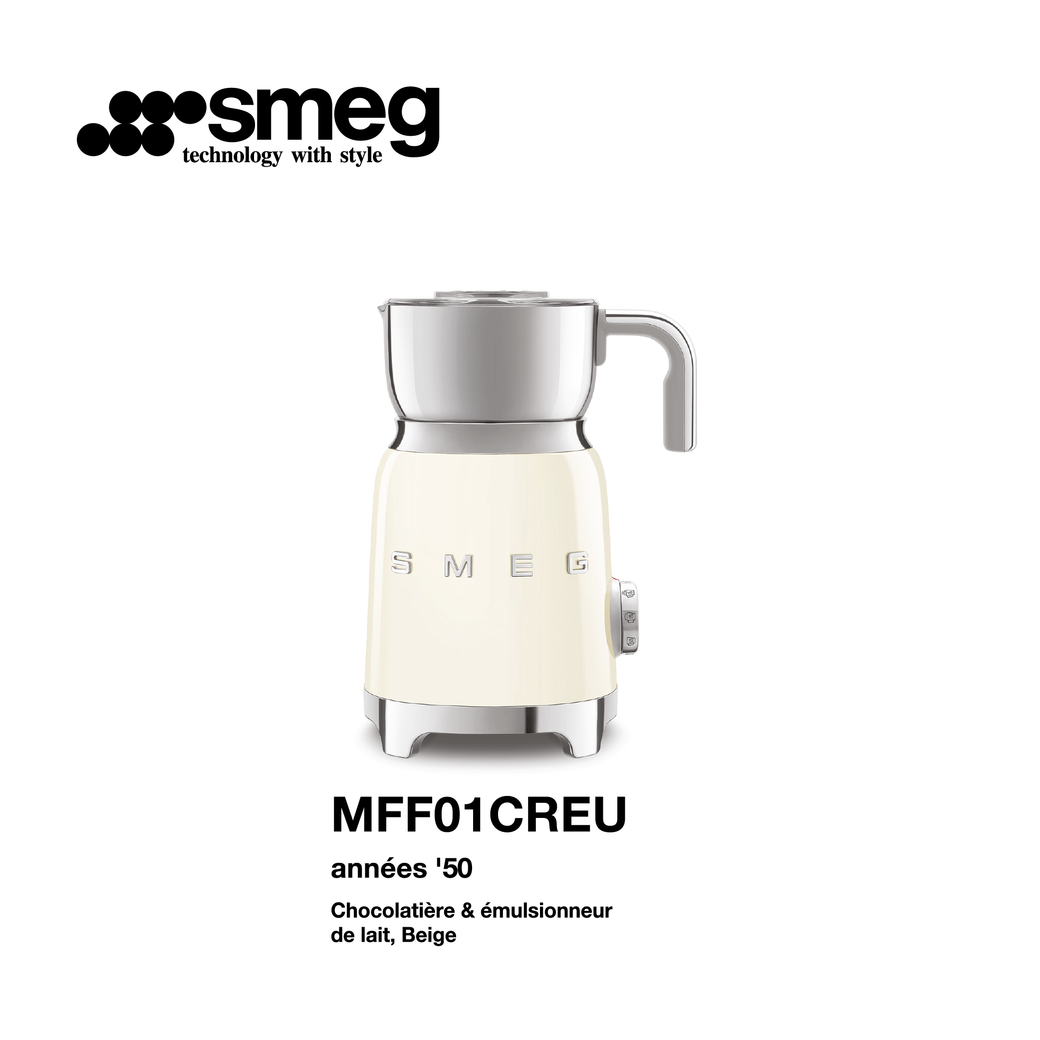 Chocolatières et Emulsionneur a lait SMEG couleur beige MFF01CREU - Smeg