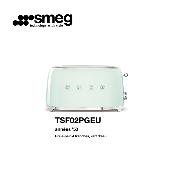 grille pain smeg vert 4 tranches TSF 03 PGEU