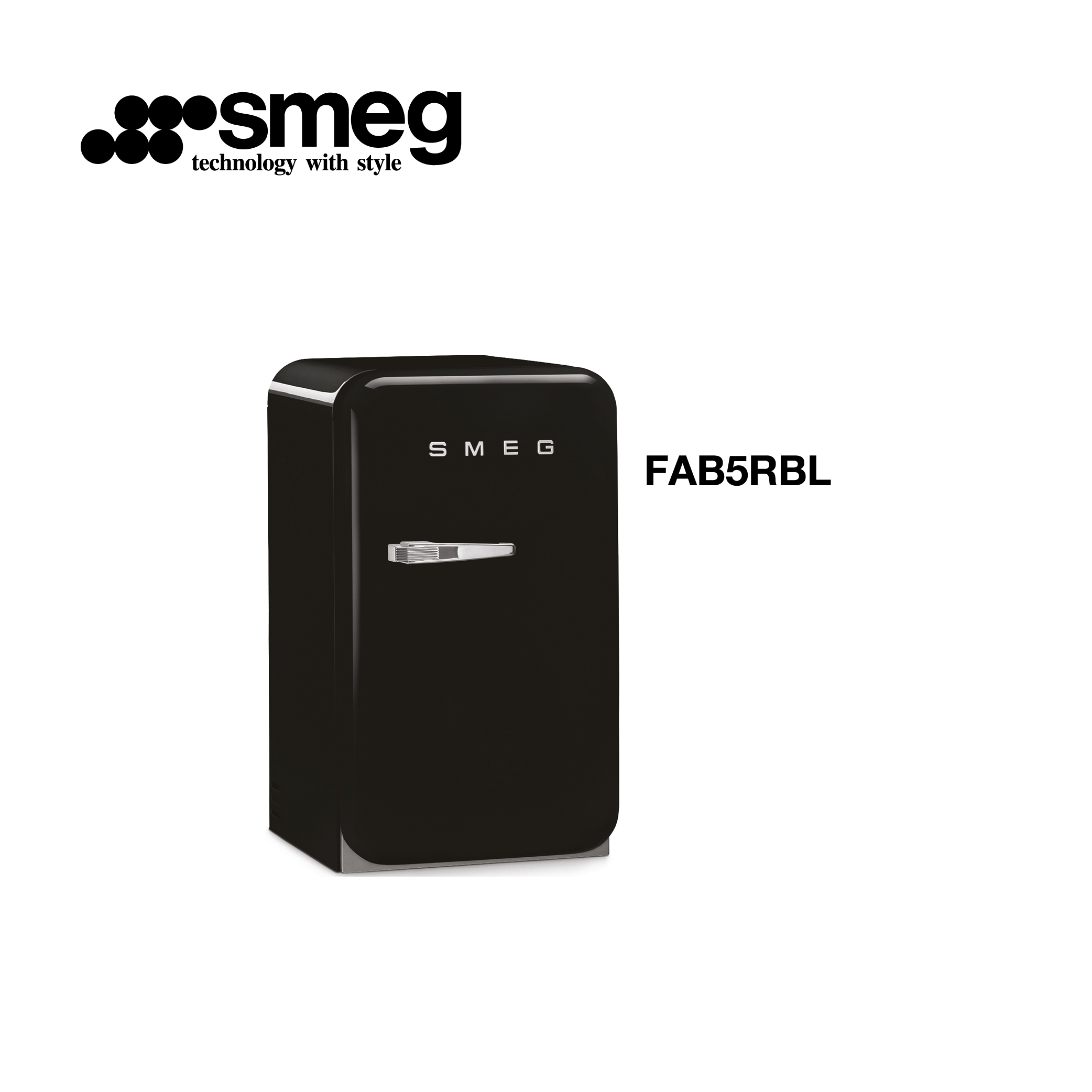 minibar refrigerateur congelateur 114l 55cm couleur Noir style années 50  FAB5RBL - Smeg